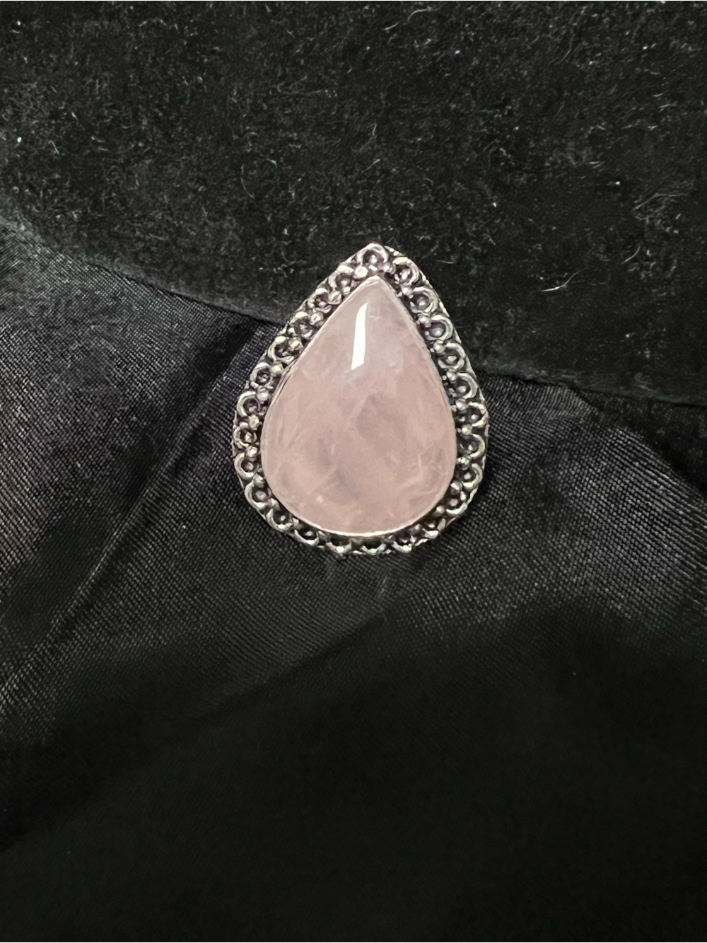 Sterling Silver Teardrop Rose Quartz Ring - Pink Gemstone
